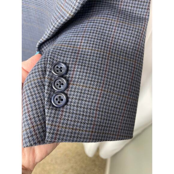 Jos A Bank jacket blazer woman's 8 gray double breasted houndstooth tweed lined - Picture 6 of 14